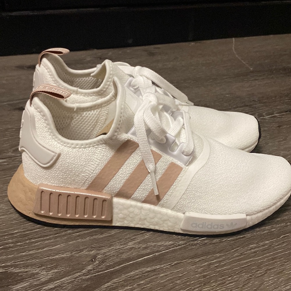 Adidas NMDR1 brand new white / tan/ rose gold look!